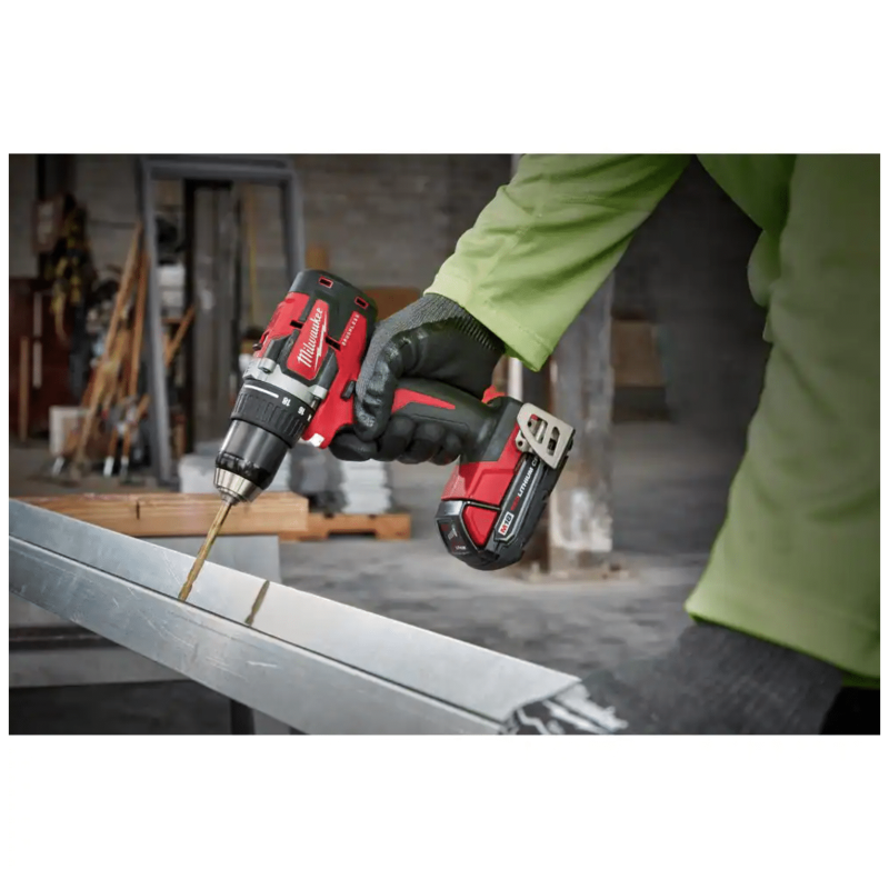 Milwaukee M18 18-Volt Lithium-Ion Brushless Cordless 1/2 in. Compact Drill/Driver Kit with (2) 2.0 Ah Batteries, Charger & Case (2801-22CT)