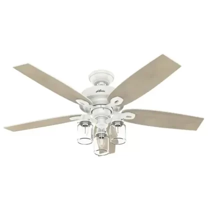 Hunter Crown Canyon II 52 in. LED Indoor Fresh White Ceiling Fan With Light Kit