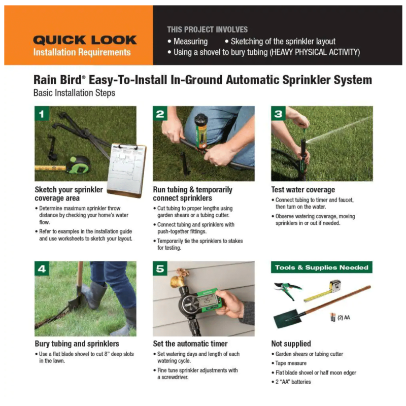 Rain Bird Easy to Install In-Ground Automatic Sprinkler System (32ETI)