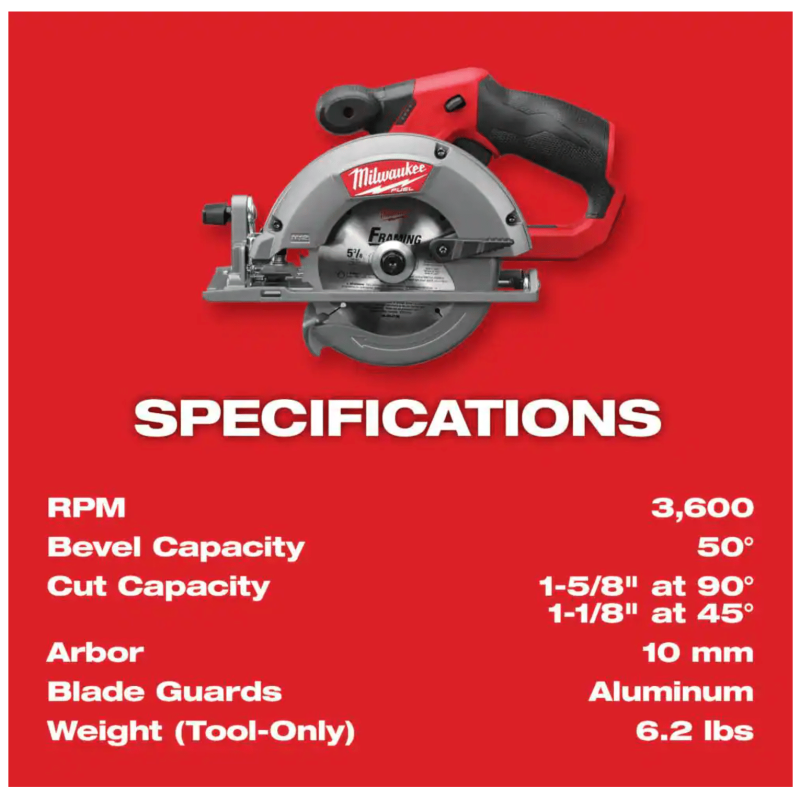 Milwaukee M12 Fuel 12-Volt Lithium-Ion Brushless Cordless 5-3/8 in. Circular Saw (Tool-Only) w/ 16T Carbide-Tipped Metal Saw Blade (2530-20)