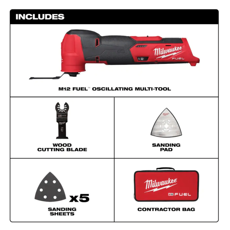 Milwaukee M12 Fuel 12-Volt Lithium-Ion Cordless Oscillating Multi-Tool, Tool-Only (2526-20)
