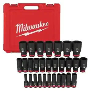 Milwaukee Shockwave 1/2 in. Drive SAE And Metric 6 Point Impact Socket Set (29-Piece)