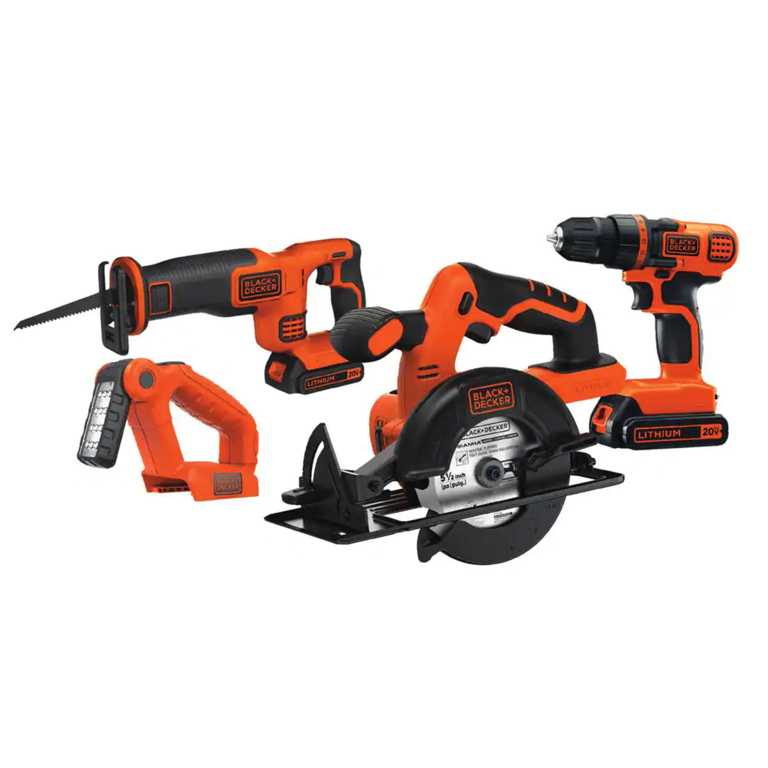 Black + Decker 20-Volt Max Lithium-Ion Cordless Combo Kit (4-Tool) with (2) Batteries 1.5Ah & Charger (BD4KITCDCRL)