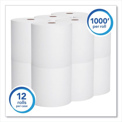 Scott Essential High Capacity Hard Roll Towel, 1.5" Core 8 x 1000 ft, White, 12 Rolls/CT (KCC01000)