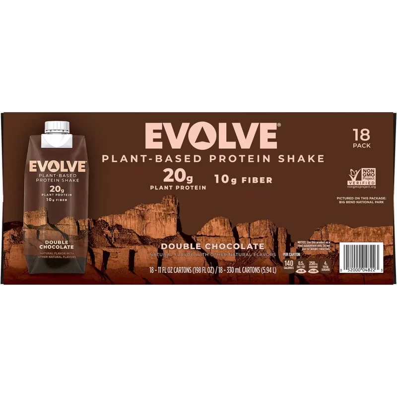 [SET OF 2] - Evolve Plant Based Protein Shake, Double Chocolate (11 fl. oz., 18 pk.)