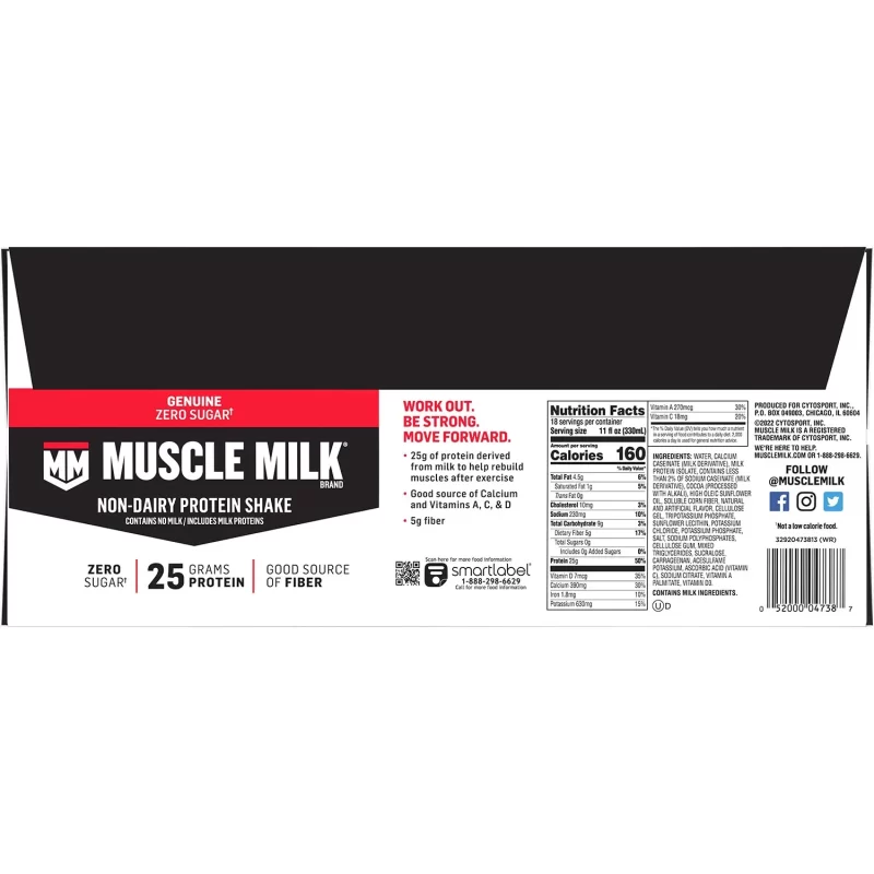 [SET OF 2] - Muscle Milk Genuine Protein Shake, Chocolate (11 fl. oz., 18 pk.)