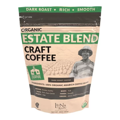 [SET OF 2] - Luna Roasters Organic Estate Blend Craft Whole Bean Coffee, Dark Roast (30 oz.)