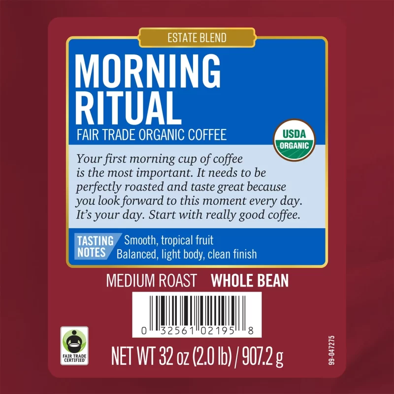 [SET OF 3] - Barrie House Fair Trade Organic Whole Bean Coffee, Morning Ritual (32 oz./pk.),