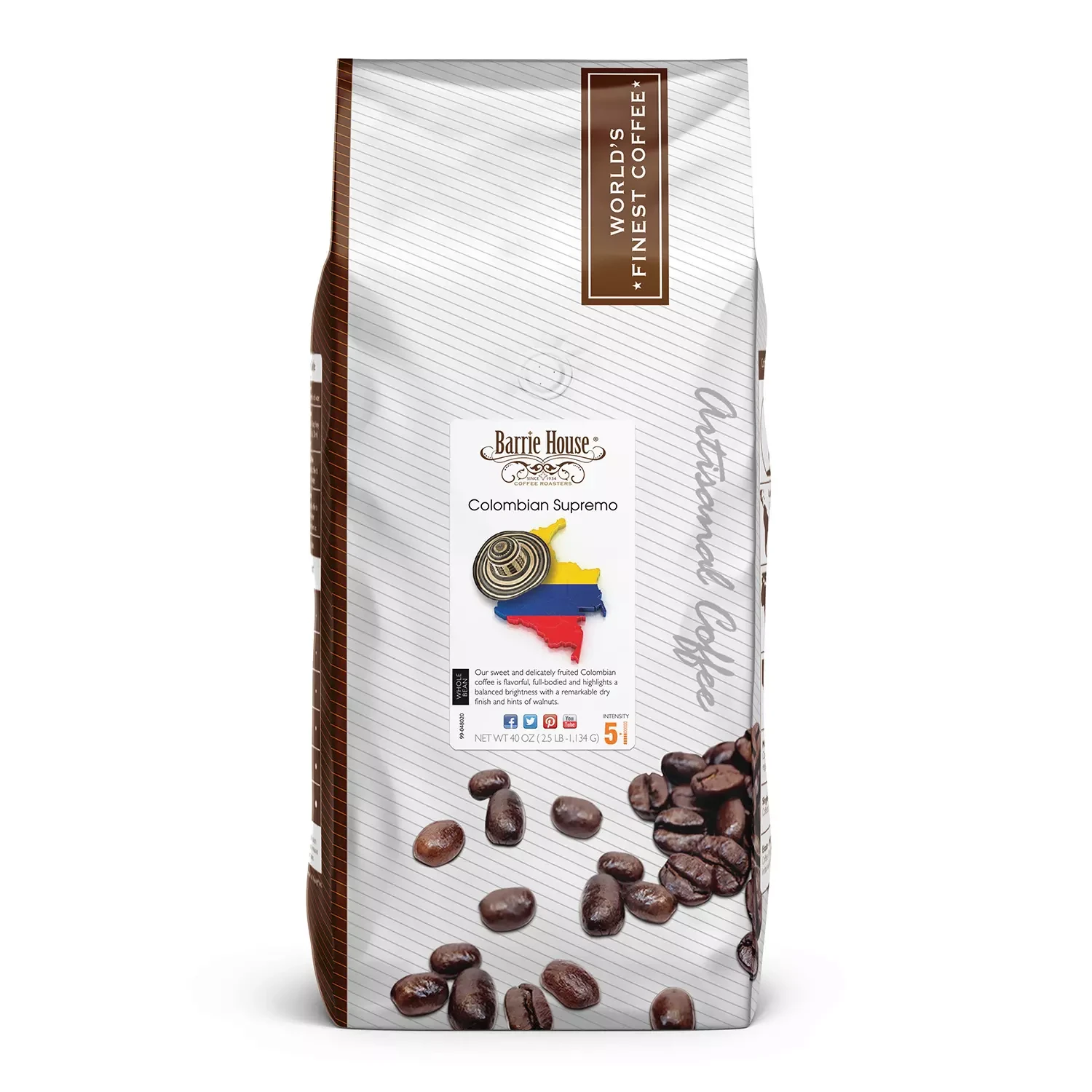 [SET OF 3] - Barrie House Whole Bean Coffee, Colombian Supremo (40 oz.),