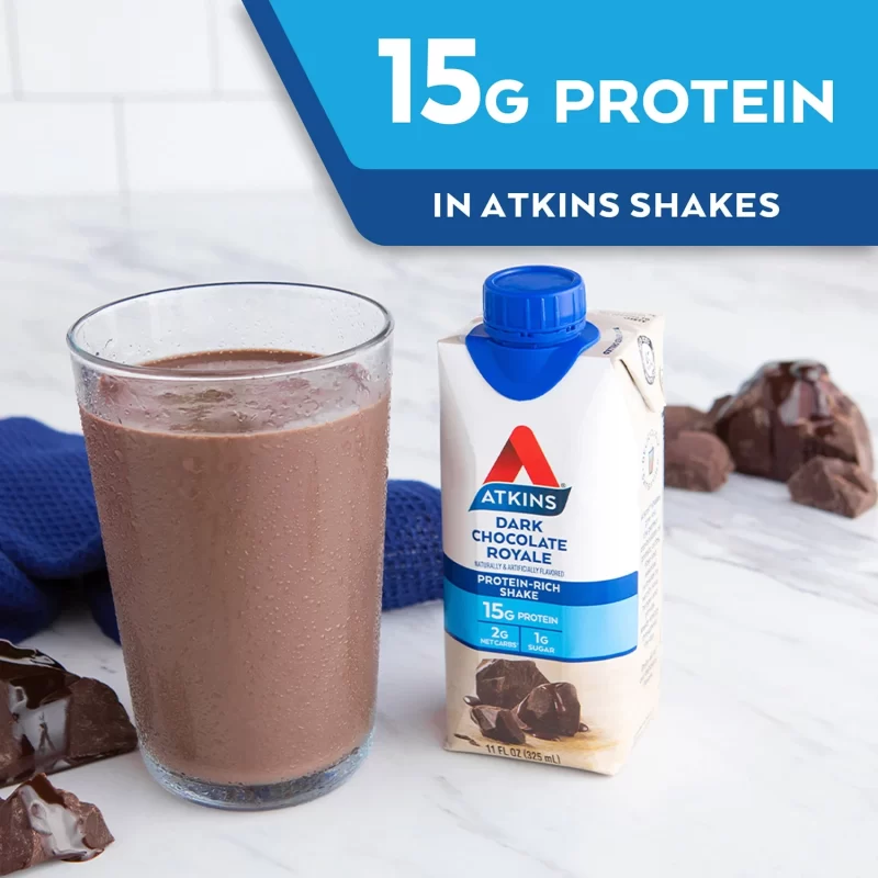 [SET OF 2] - Atkins Gluten Free Protein-Rich Shake, Dark Chocolate Royale, Keto-Friend 15 pk.