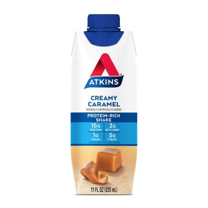 [SET OF 2] - Atkins Gluten Free Protein-Rich Shake, Creamy Caramel, Keto Friendly 15 pk.