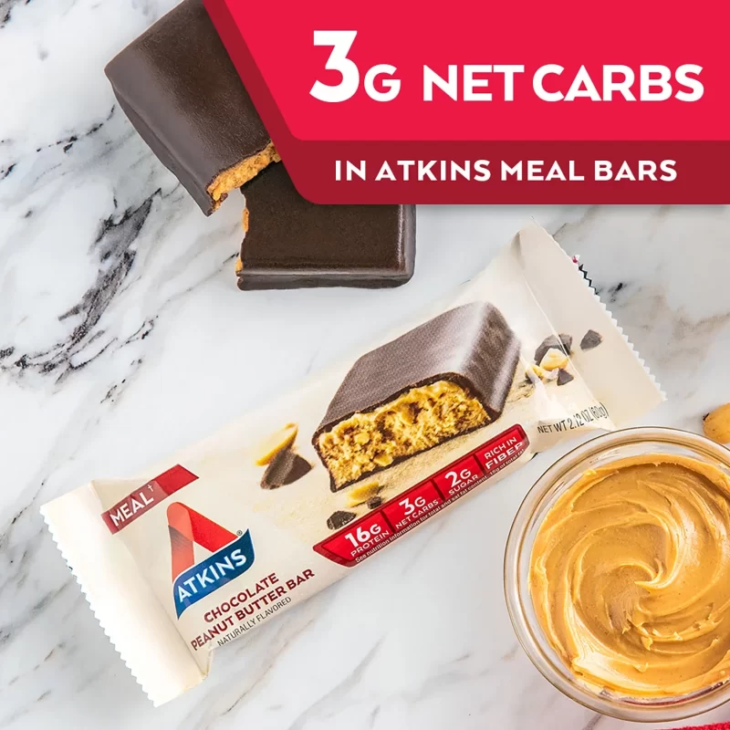 [SET OF 2] - Atkins Protein-Rich Meal Bar, Chocolate Peanut Butter, Keto Friendly (16 ct.)