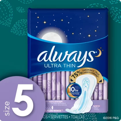 [SET OF 2] - Always Ultra Thin, Size 5, Extra Heavy Overnight Pads With Wings, Unscented (72 ct./pk.)