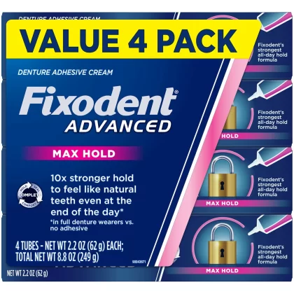 [SET OF 2] - Fixodent Advanced Max Hold Denture Adhesive (4 ct./ pk.)