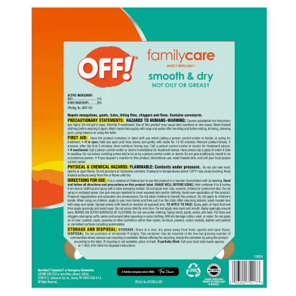 [SET OF 2] - OFF! Family Care Insect Repellent, Smooth & Dry Travel Aerosol Sprays