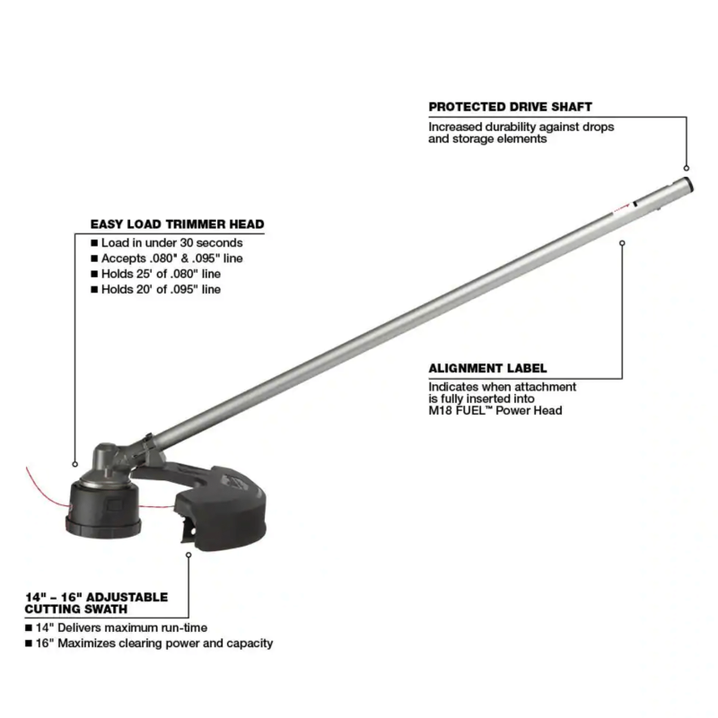 Milwaukee M18 Fuel 16 in. String Trimmer Attachment for Milwaukee QUIK-LOK Attachment System (49-16-2717)