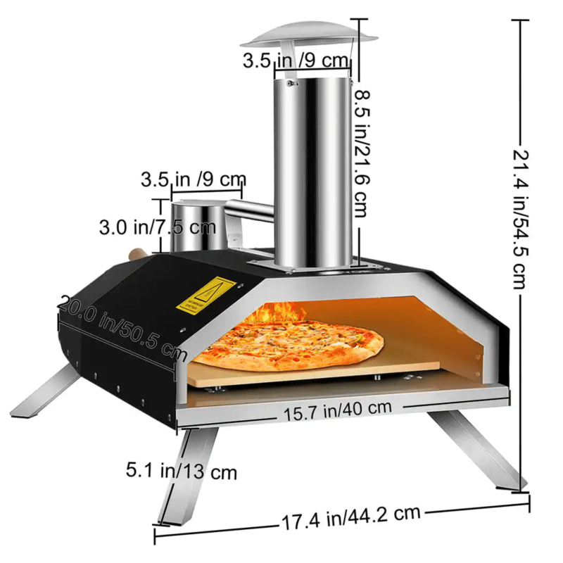 Vevor Wood Burning Pizza Oven 12 in. Stainless Steel Portable Outdoor Pizza Oven with Complete Accessories for Outdoor Cooking