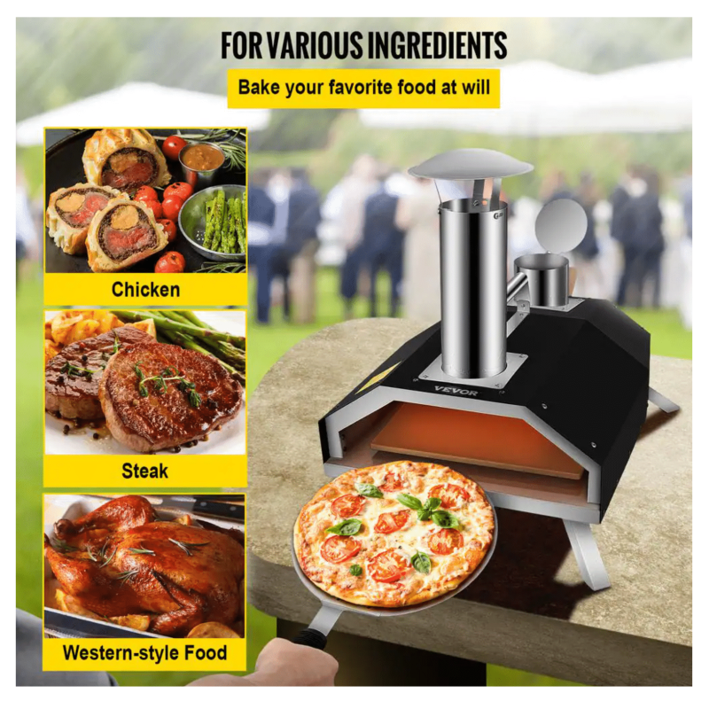 Vevor Wood Burning Pizza Oven 12 in. Stainless Steel Portable Outdoor Pizza Oven with Complete Accessories for Outdoor Cooking