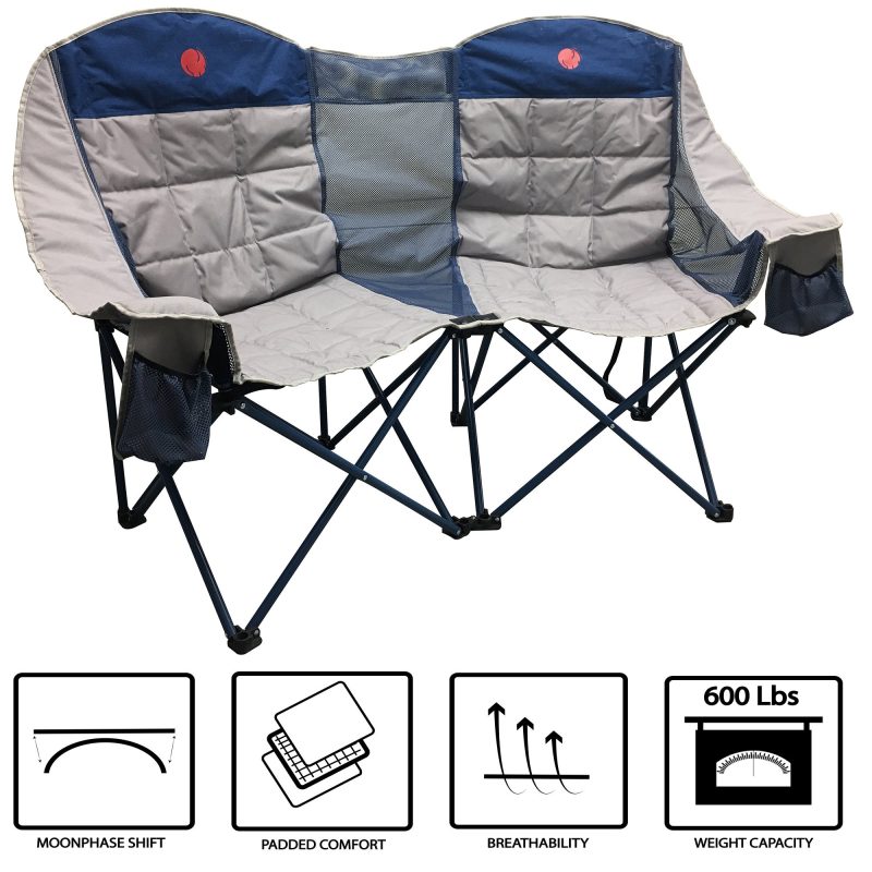 OmniCore Designs Moon Phase Oversized Heavy Duty Quad Double Camp Chair Loveseat