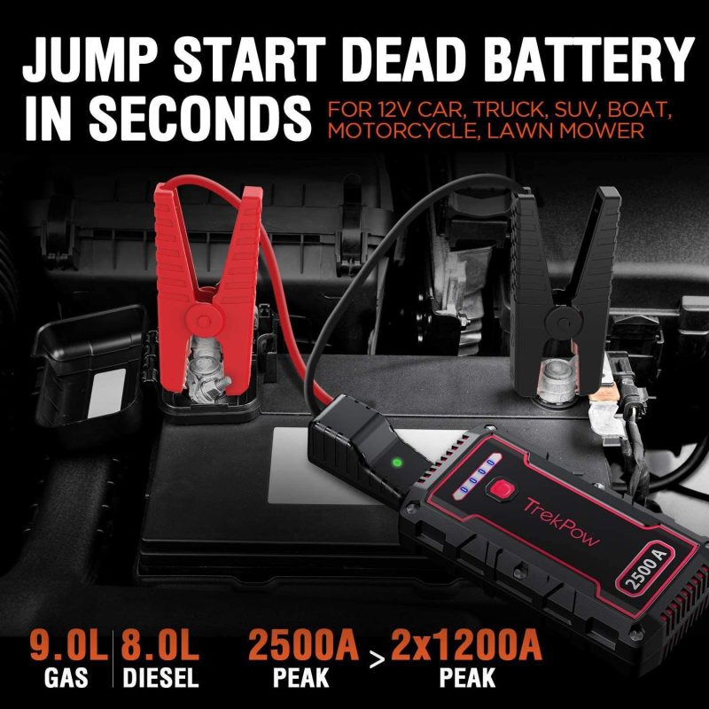 Trekpow Car Jump Starter, 2500 Amp Peak 12V Auto Battery Booster