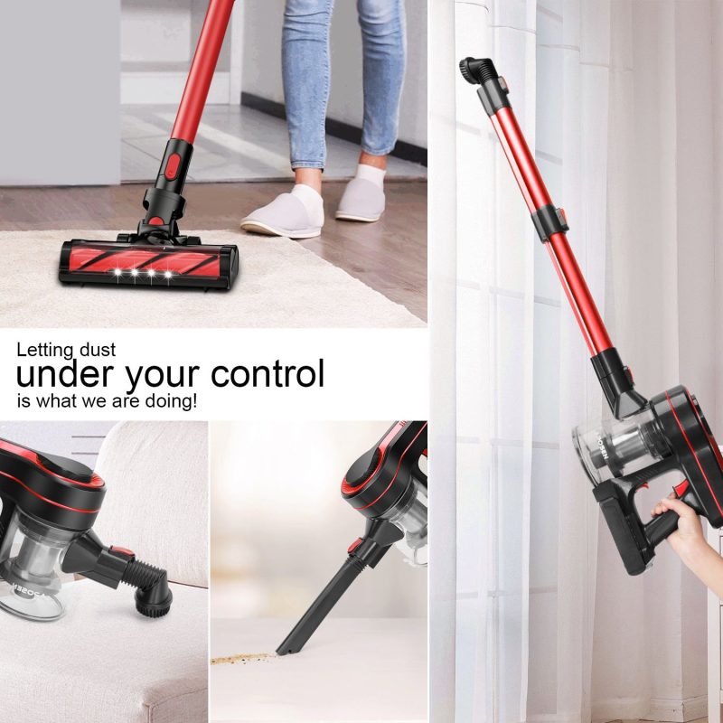 Aposen H251 4-in-1 Lightweight Cordless Stick Vacuum Cleaner, Red