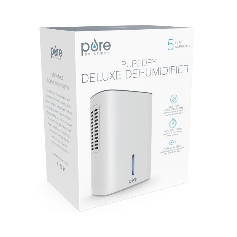 Pure Enrichment PureDry Deluxe Dehumidifier, Mid-Sized 1.5L Water Tank, Eliminates 500ml/Day in Excess Moisture