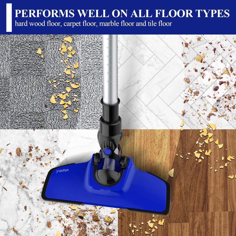 Yoma Cordless Vacuum Handheld Stick Vacuum Cleaner for Carpet Hard Floor Pet Hair, Blue