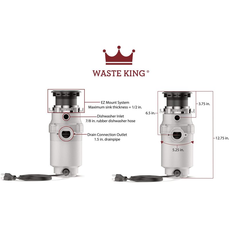 Waste King L-1001 Legend Series 1/2 HP EZ-Mount Garbage Disposer