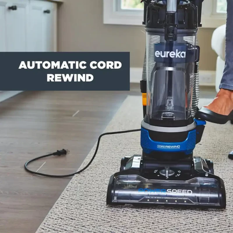 Eureka PowerSpeed Cord Rewind Upright Bagless Vacuum Cleaner With LED Headlights And Pet Turbo Tool