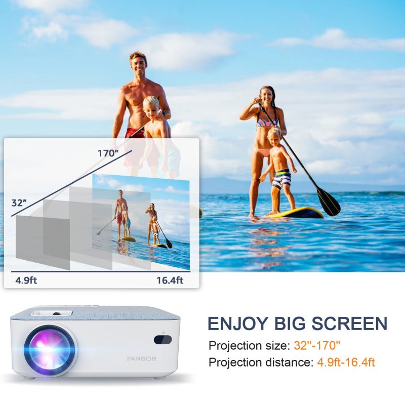 Fangor 206A 1080P Portable Mini Projector With Tripod & Carry Bag, Support Bluetooth, 200" Projection Size