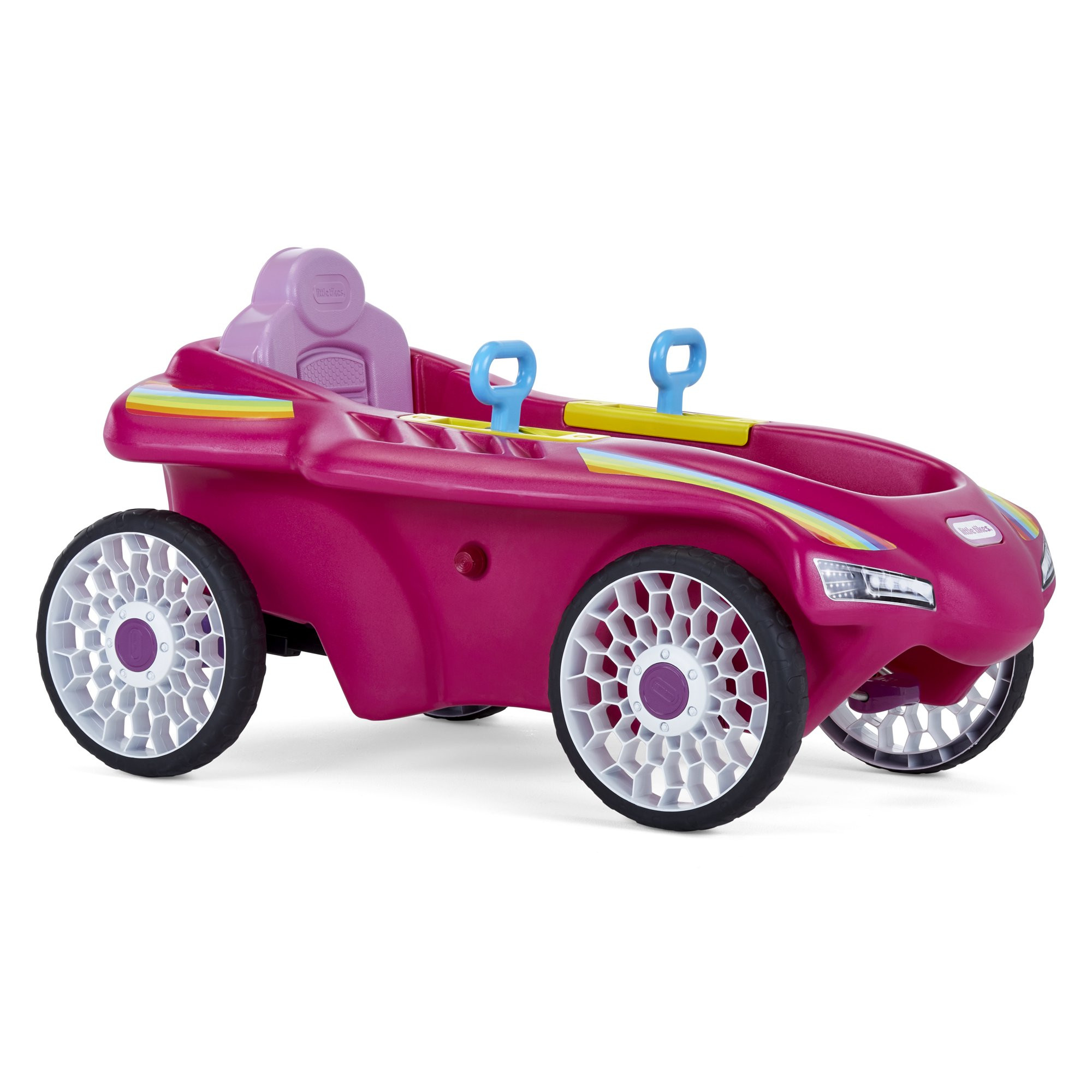 Little Tikes Jett Car Racer Ride-on Pedal Car in Pink, Adjustable Seat Back, Dual Handle Rear Wheel Steering, For Kid 3+ Years