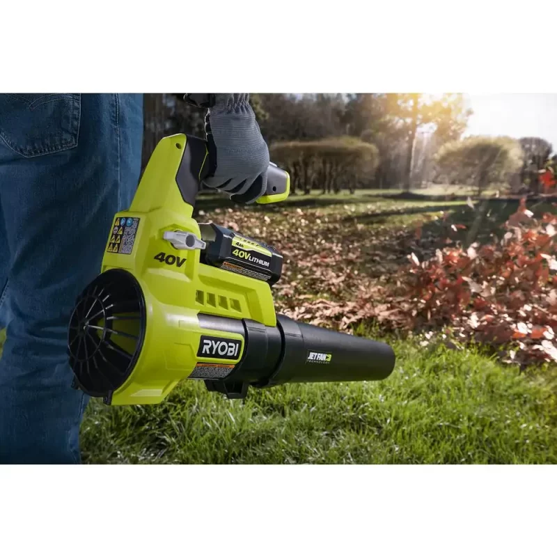Ryobi 40V Cordless Battery Attachment Capable String Trimmer And Leaf Blower Combo Kit (2-Tools) w/ 4.0 Ah Battery & Charger