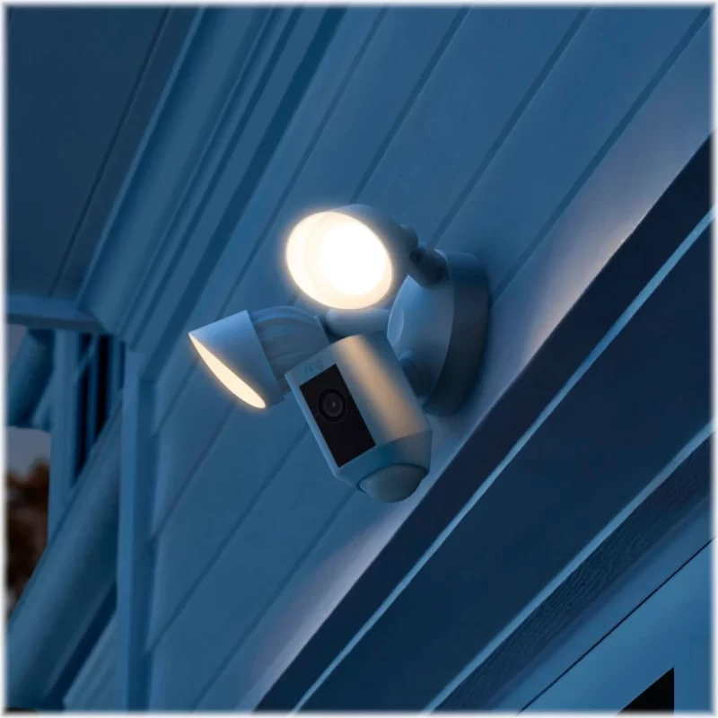 Ring White Floodlight Cam Wired Plus Surveillance Camera