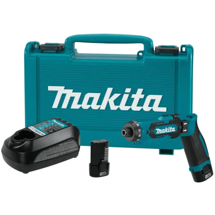 Makita 7.2-Volt Lithium-Ion 1/4 in. Cordless Hex Driver-Drill Kit with Auto-Stop Clutch (DF012DSE)
