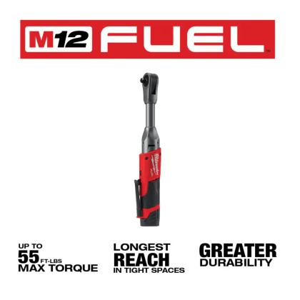 Milwaukee M12 Fuel 12-Volt Lithium-Ion Brushless Cordless 3/8 in. Extended Reach Ratchet Kit with One 2.0 Ah Batteries (2560-21)