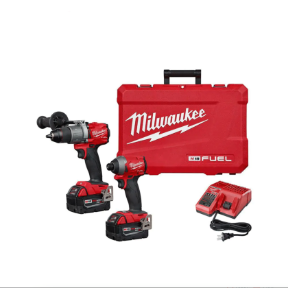 Milwaukee M18 Fuel 18-Volt Lithium-Ion Brushless Cordless Hammer Drill and Impact Driver Combo Kit (2-Tool) with Two 5Ah Batteries (2997-22)