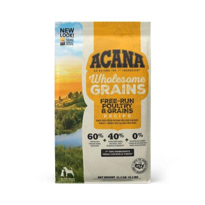 [SET OF 2] - Acana Wholesome Grains Free-Run Poultry & Grains Recipe Dry Dog Food, 22.5 lbs.