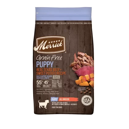 [SET OF 2] - Merrick Grain Free Real Beef & Sweet Potato Recipe Dry Puppy Food, 22 lbs.