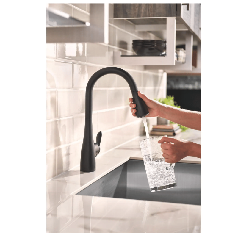 Moen Arbor Single-Handle Pull-Down Sprayer Kitchen Faucet with Power Boost in Matte Black