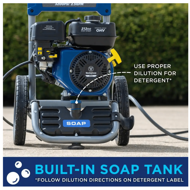 Westinghouse WPX3200 3200PSI 2.5GPM Gas Powered Axial Cam Pump Pressure Washer with Quick Connect Tips