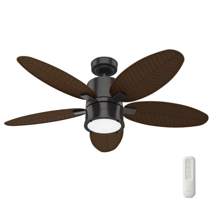 Hunter Amaryllis 52 in. Indoor/Outdoor Noble Bronze Ceiling Fan with Light Kit and Remote (51191)