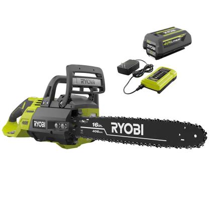 Ryobi RY40550 40V Brushless 16 in. Cordless Battery Chainsaw with 4.0 Ah Battery and Charger