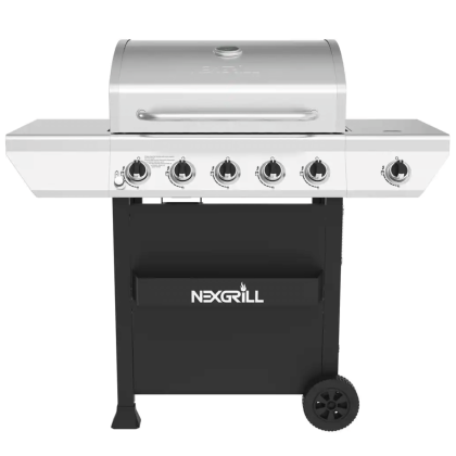 Nexgrill 720-0888S 5-Burner Propane Gas Grill in Stainless Steel with Side Burner and Condiment Rack
