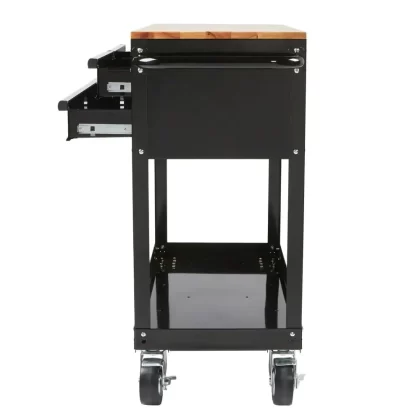 Husky 36 in. W x 17 in. D Standard Duty 3-Drawer Rolling Tool Cart With Hardwood Top in Gloss Black