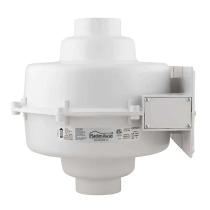 RadonAway 23005-1 GP501C 3 in. Inlet and Outlet Inline Radon Fan in White with 3.8 in. Maximum Operating Pressure