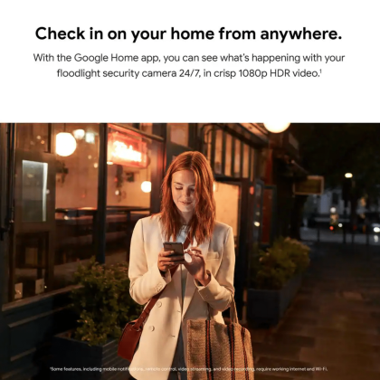 Google Nest Cam with Floodlight, Wired Outdoor Smart Home Security Camera (GA02411-US)