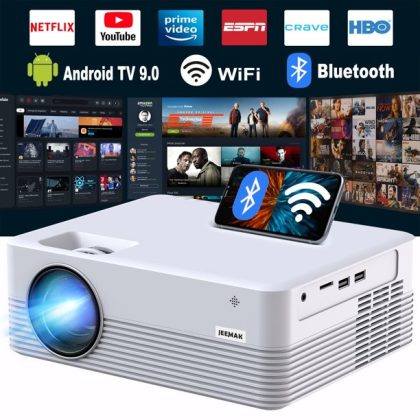 Jeemak WiFi Movies Projector, 1080P Supported Mini Bluetooth Smart Projector