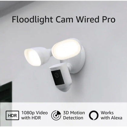 Ring B08FCWRXQR Floodlight Cam Wired Pro, White