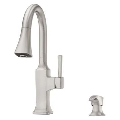 Pfister Kroft Spot Defense Stainless Steel Single Handle Deck-mount Pull-down Handle Kitchen Faucet (Deck Plate Included)
