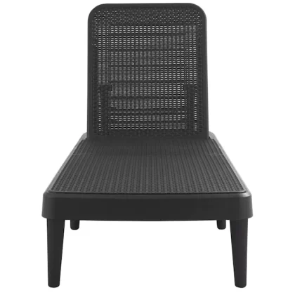 Lagoon Tahiti Rattan Stackable Black Plastic Frame Stationary Chaise Lounge Chair(s) with Woven Seat